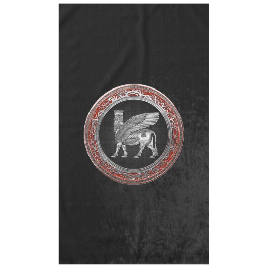 [510] Assyrian Winged Bull - Silver Lamassu Tafelkleed (Voorkant)