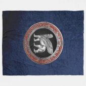 [510] Assyrische scharnieren - Silver Lamassu Fleece Deken (Voorkant (Horizontaal))