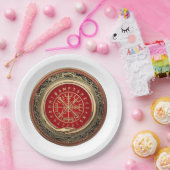 [510] Vegvisir - Viking Gold Magic Runass Papieren Bordje (Feest)