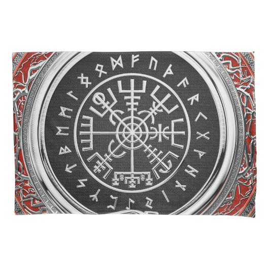 [510] Vegvisir - Viking Silver Magic Runass Kussensloop (Voorkant)