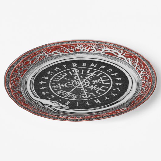 [510] Vegvisir - Viking Silver Magic Runass Papieren Bordje (Gekanteld)