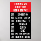 511 BATHURST Replica TTC Streetcar Rollsign Poster (Voorkant)