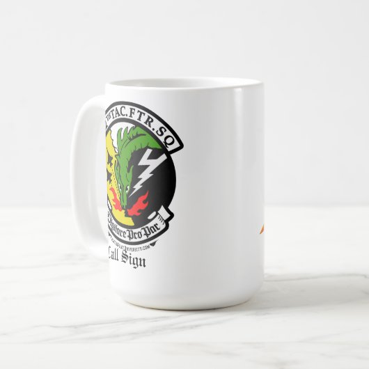 512th TFS Custom Coffee Mok met roepnaam (Voorkant links)