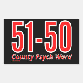 "51-50" grappige psychiatrische psychiatrie rechthoekige sticker