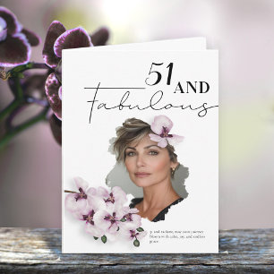 51 & Fabulous Orchide Foto Verjaardagskaart Kaart