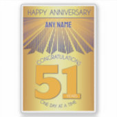 51 Jaar | Golden Ray 12 Stappen AANGEPASTE NAAM Sticker (Voorkant)