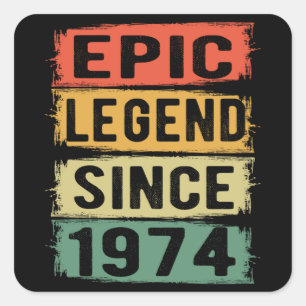 51 jaar oud Bday 1974 Epic Legend 51st Birthday Vierkante Sticker