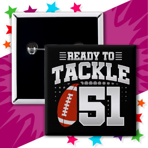51 Jaar Oud Tackle Football Party 51ste Verjaardag Vierkante Button 5,1 Cm
