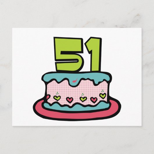 51 jaar oude Birthday Cake Briefkaart (Voorkant)