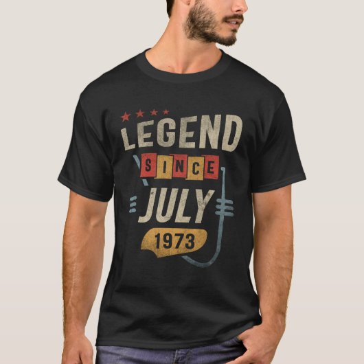 51 jaar oude legende sinds juli 1973 51ste verjaar t-shirt (Voorkant)