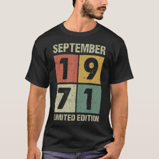 51 jaar Oude Vintage september 1971 51e verjaardag T-shirt