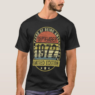 51 jaar Oude Vintage september 1972 51ste verjaard T-shirt