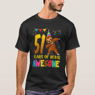 51 Jaar Verjaardag Luiaard Dabbing 51e Verjaardag T-shirt