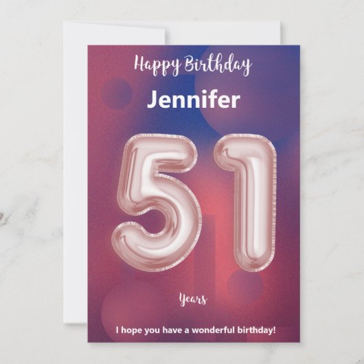 51-jarige Happy Birthday-kaart (Voorkant)