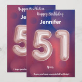 51-jarige Happy Birthday-kaart (Voorkant / Achterkant)