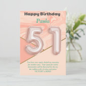 51-jarige meisjes Happy Birthday-kaart (Staand voorkant)