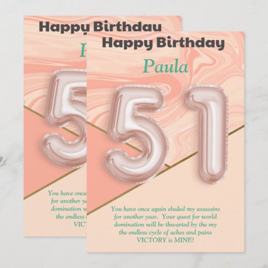 51-jarige meisjes Happy Birthday-kaart (Voorkant / Achterkant)