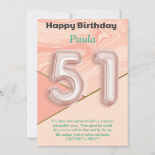 51-jarige meisjes Happy Birthday-kaart