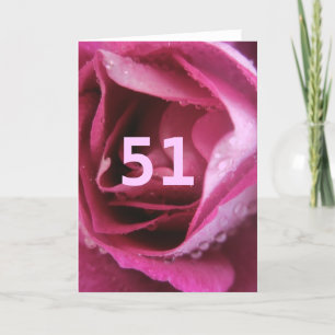 51 Leeftijd Verjaardag Delicate Vrouwelijke Roos G Kaart