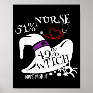 51% Verpleegster 49% Heks Duw het niet Grappige Ve Poster