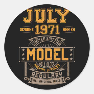 51 Years Old 51st Birthday Decoration July 1971 Ronde Sticker
