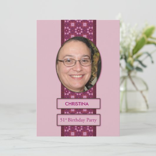 51e Birthday Party Invitation Afbeelding and Name Kaart (Staand voorkant)