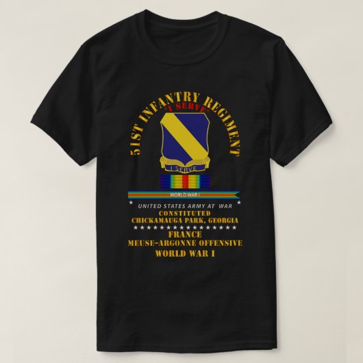 51e Infanterieregiment I dient Frankrijk WOI T-shirt (Design voorkant)