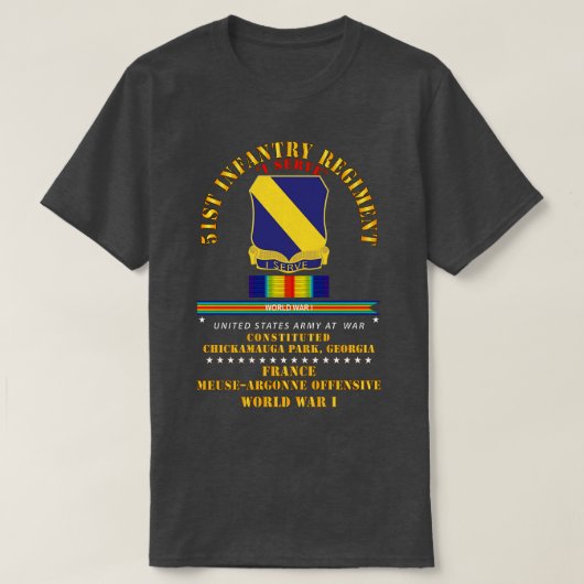 51e Infanterieregiment I dient Frankrijk WOI T-shirt (Design voorkant)