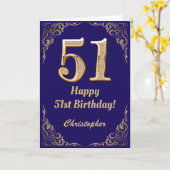 51e marinesblauw en goudglitter-Lijst Kaart (Gele Bloem)