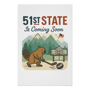 51e Staat Beaver Hockey Canada USA Vlagontwerp Perfect Poster