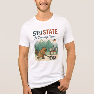 51e Staat Beaver Hockey Canada USA Vlagontwerp Tri-Blend Shirt