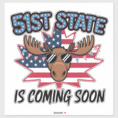 51e State Cool Moose Vlag van de VS Politieke Humo Sticker (Vel)