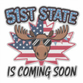 51e State Cool Moose Vlag van de VS Politieke Humo Sticker (Voorkant)