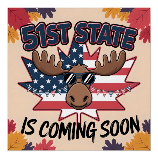 51e State Patriotic Moose Humor Herfst Gift Perfect Poster (Voorkant)