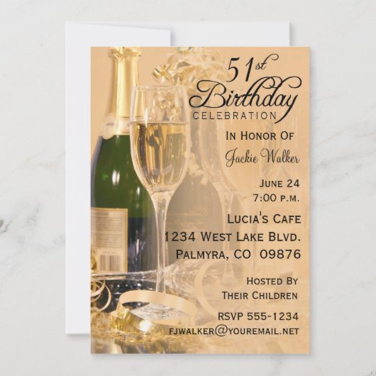 51e uitnodiging van de Birthday Party (Voorkant)