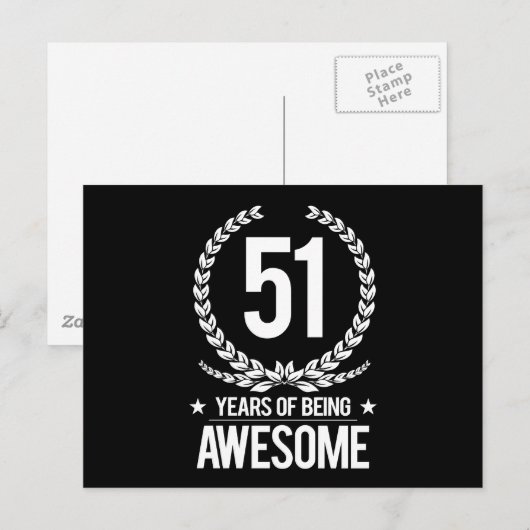 51e verjaardag (51 jaar Geweldige) Briefkaart (Voorkant / Achterkant)