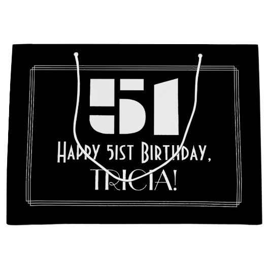 51e verjaardag ~ Art Deco geïnspireerd look "51" + Groot Cadeauzakje (Voorkant)