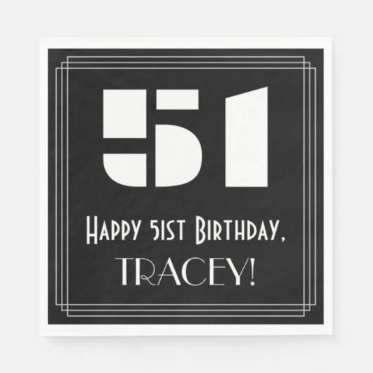 51e verjaardag: Art Deco geïnspireerd look "51" +  Servet (Voorkant)