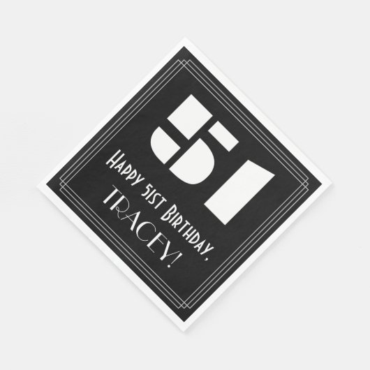 51e verjaardag: Art Deco geïnspireerd look "51" +  Servet (Hoek)