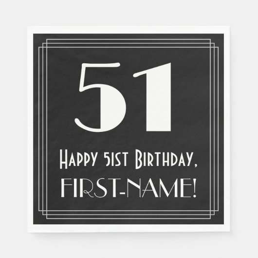 51e verjaardag ~ Art Deco geïnspireerd look "51",  Servet (Voorkant)