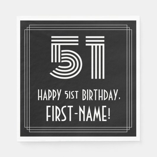 51e verjaardag: Art Deco geïnspireerd look "51" +  Servet (Voorkant)