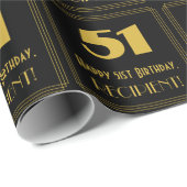 51e verjaardag - Art Deco geïnspireerde look "51" Cadeaupapier (Rol Hoek)