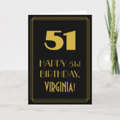 51e verjaardag - Art Deco geïnspireerde look "51" Kaart (Voorkant)