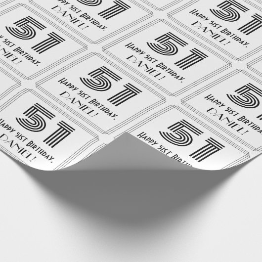 51e verjaardag: Art Deco geïnspireerde stijl "51"  Cadeaupapier (Hoek)