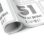 51e verjaardag: Art Deco geïnspireerde stijl "51"  Cadeaupapier (Rol Hoek)