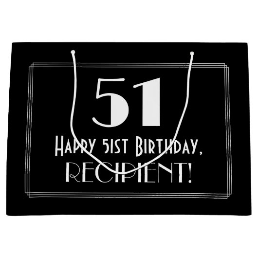 51e verjaardag: Art Deco geïnspireerde stijl "51", Groot Cadeauzakje (Voorkant)