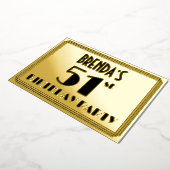 51e verjaardag — Art Deco look "51" + Naam Folie Uitnodiging (Gedraaid)