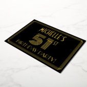 51e verjaardag — Art Deco Style "51" + Naam Folie Uitnodiging (Gedraaid)