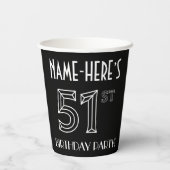 51e verjaardag: Art Deco Style + aangepaste naam Papieren Bekers (Achterkant)