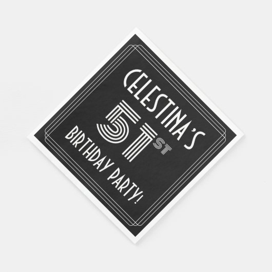 51e verjaardag: Art Deco Style + aangepaste naam Servet (Hoek)